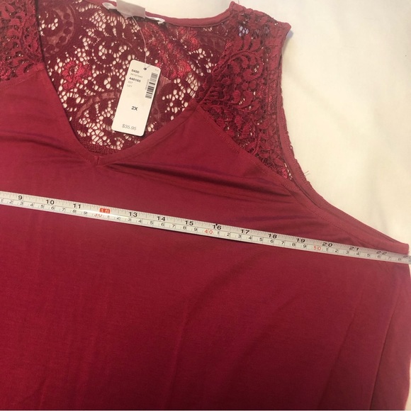 PENNINGTONS PLUS 2X In Every Story A-Line Tank Top Lace Yoke in Rumba Re… - Picture 13 of 14